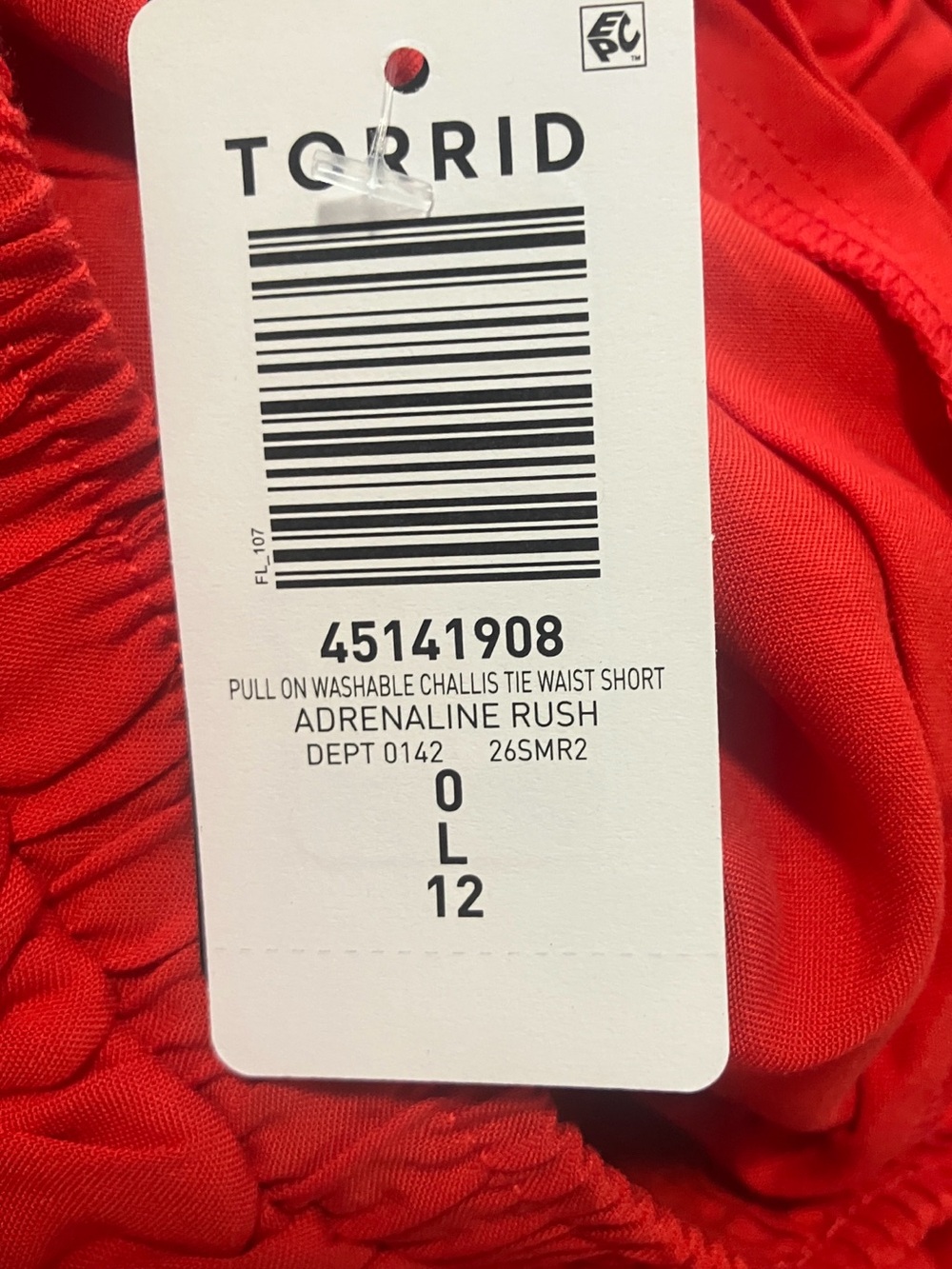 Torrid Pull-On Washable Challis Shorts - Size 0 - Adrenaline Rush Red - NWT - Picture 7 of 7